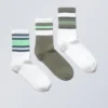 3-Pack Striped Sport Socks – Green Stripe Mix