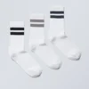 3-Pack Striped Sport Socks – Grey Navy Black Stripe