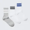 3-Pack Striped Sport Socks – Grey/White – Multi Stripes