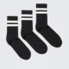 3-Pack Striped Sport Socks – Striped Black
