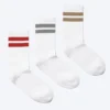 3-Pack Striped Sport Socks – Striped White – Red/Grey/Mole