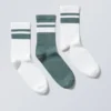 3-Pack Striped Sport Socks – Turquoise