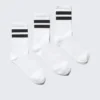 3-Pack Striped Sport Socks – White – Black Stripe