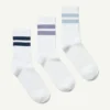 3-Pack Striped Sport Socks – White Multi Stripe