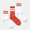 3-Pack Striped Sport Socks – White & Orange