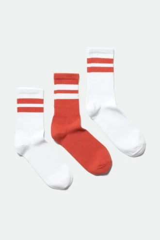 3-Pack Striped Sport Socks – White & Orange