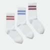 3-Pack Striped Sport Socks – White Stripes