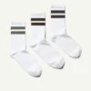 3-Pack Striped Sport Socks – White W Black Stripes