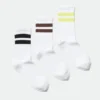 3-Pack Striped Sport Socks – White W Stripes