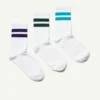 3-Pack Striped Sport Socks – White W Stripes