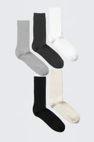 5-Pack Rib Socks – Basic Mix