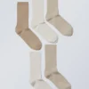 5-Pack Rib Socks – Beige Mix