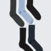 5-Pack Rib Socks – Black/Grey/Blue