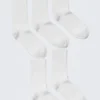 5-Pack Ribbed Crew Socks – White