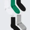 5-Pack Sport Socks – Black/White/Grey/Green