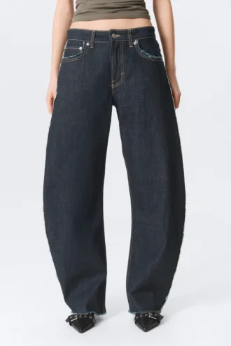 Abell Mid Rise Regular Barrel Jeans – Blue Rinse – Dark Blue