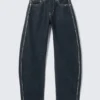 Abell Mid Rise Regular Barrel Jeans – Blue Rinse – Dark Blue