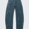 Abell Mid Rise Regular Barrel Jeans – Gnarly Blue – Medium Blue