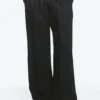 Adler Loose Fit Straight Linen Blend Trousers – Black