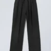 Adler Loose Fit Straight Linen Blend Trousers – Black