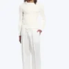 Adler Loose Fit Straight Linen Blend Trousers – White