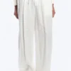 Adler Loose Fit Straight Linen Blend Trousers – White