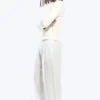 Adler Loose Fit Straight Linen Blend Trousers – White