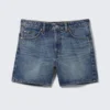 Aimo Mid-Rise Straight Leg Denim Shorts – Mountain Blue – Medium Blue