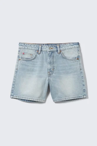 Aimo Mid-Rise Straight Leg Denim Shorts – Venice Blue – Light Blue