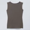 Alba Open Back Top – Dark Khaki Green