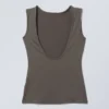 Alba Open Back Top – Dark Khaki Green
