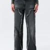 Ample Frayed Low Rise Loose Wide Jeans – Kimberly Blue – Dark Blue