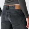 Ample Frayed Low Rise Loose Wide Jeans – Kimberly Blue – Dark Blue