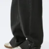 Ample Low Rise Loose Wide Cuff Jeans – Elegie Black – Black