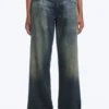 Ample Low Rise Loose Wide Jeans – Baltic Blue – Dark Blue