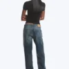 Ample Low Rise Loose Wide Jeans – Baltic Blue – Dark Blue