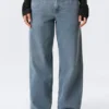 Ample Low Rise Loose Wide Jeans – Blue One – Medium Blue