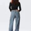 Ample Low Rise Loose Wide Jeans – Blue One – Medium Blue