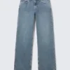Ample Low Rise Loose Wide Jeans – Blue One – Medium Blue