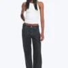 Ample Low Rise Loose Wide Jeans – Blue Rinse – Dark Blue