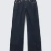 Ample Low Rise Loose Wide Jeans – Blue Rinse – Dark Blue