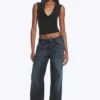 Ample Low Rise Loose Wide Jeans – Deep Sea Blue – Dark Blue