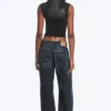 Ample Low Rise Loose Wide Jeans – Deep Sea Blue – Dark Blue