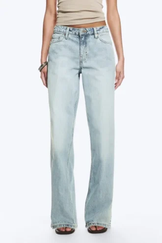 Ample Low Rise Loose Wide Jeans – Dream Blue – Light Blue
