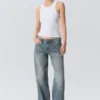 Ample Low Rise Loose Wide Jeans – Gloria Blue – Medium Blue