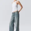 Ample Low Rise Loose Wide Jeans – Gloria Blue – Medium Blue