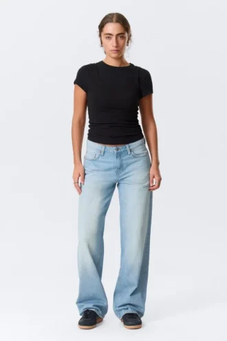 Ample Low Rise Loose Wide Jeans – Kimberley Blue – Light Blue