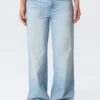 Ample Low Rise Loose Wide Jeans – Kimberley Blue – Light Blue