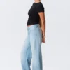 Ample Low Rise Loose Wide Jeans – Kimberley Blue – Light Blue