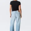 Ample Low Rise Loose Wide Jeans – Kimberley Blue – Light Blue